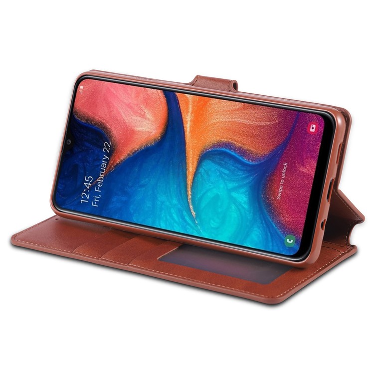 AZNS Leather Stand Case with Card Slots for Samsung Galaxy A40 - Brown-2