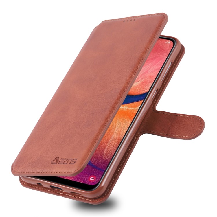AZNS Leather Stand Case with Card Slots for Samsung Galaxy A40 - Brown-5