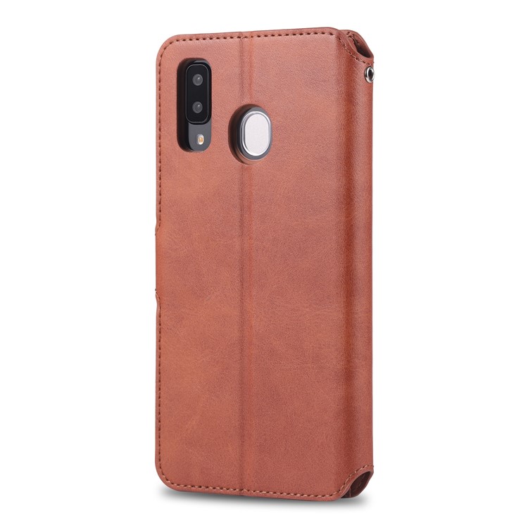 AZNS Leather Stand Case with Card Slots for Samsung Galaxy A40 - Brown-7