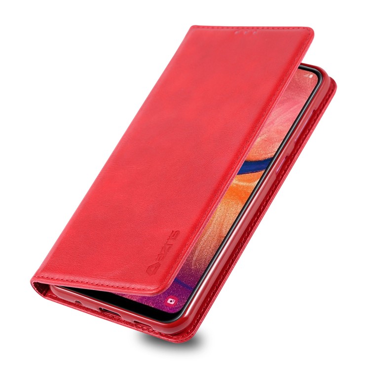 AZNS Retro Style PU Leather Card Holder Case for Samsung Galaxy A40 - Red-2