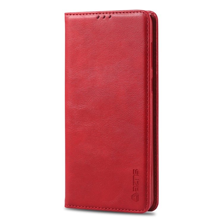 AZNS Retro Style PU Leather Card Holder Case for Samsung Galaxy A40 - Red-3