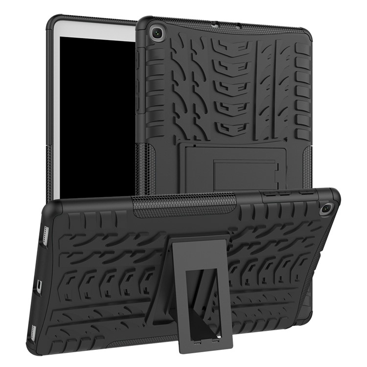 Шаблон Шины Гибридного ПК + TPU Чехол Для Подставки Для Samsung Galaxy Tab A 10.1 (2019) T510 - Черный-1