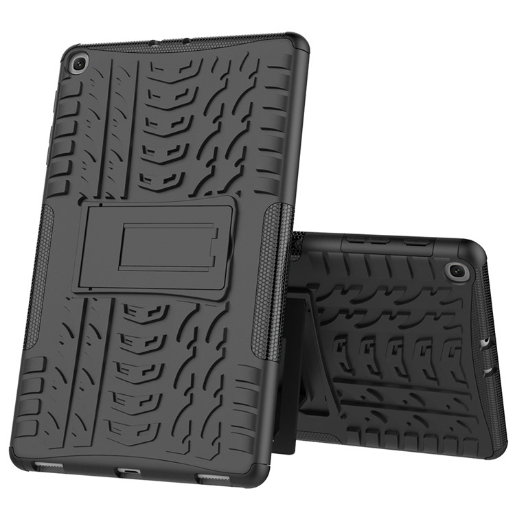 Шаблон Шины Гибридного ПК + TPU Чехол Для Подставки Для Samsung Galaxy Tab A 10.1 (2019) T510 - Черный-2
