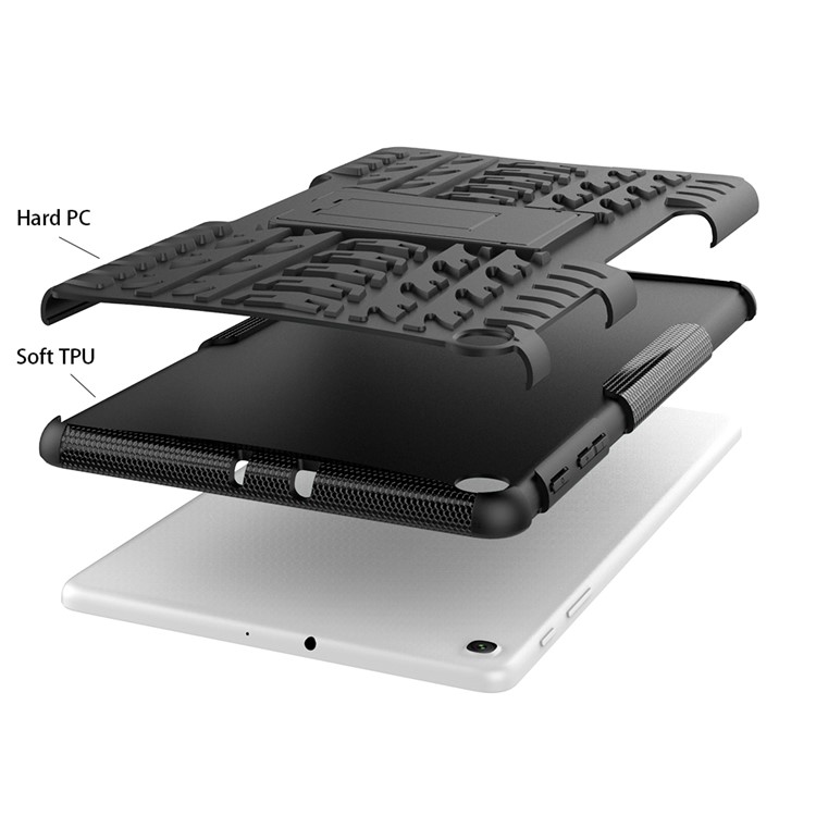 Шаблон Шины Гибридного ПК + TPU Чехол Для Подставки Для Samsung Galaxy Tab A 10.1 (2019) T510 - Черный-7