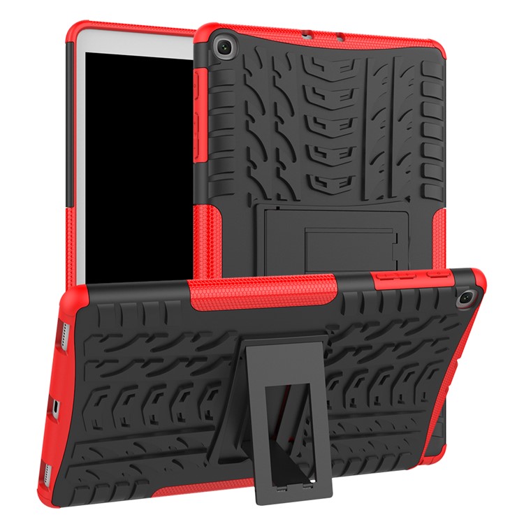 Tire Pattern Hybrid PC + TPU Kickstand Case for Samsung Galaxy Tab A 10.1 (2019) T510 - Red-1
