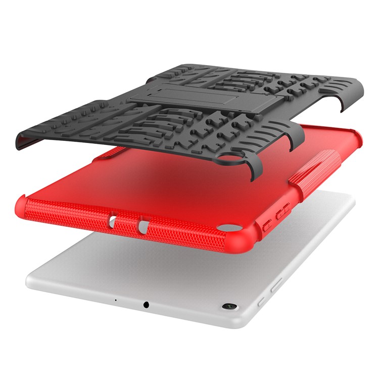Tire Pattern Hybrid PC + TPU Kickstand Case for Samsung Galaxy Tab A 10.1 (2019) T510 - Red-5