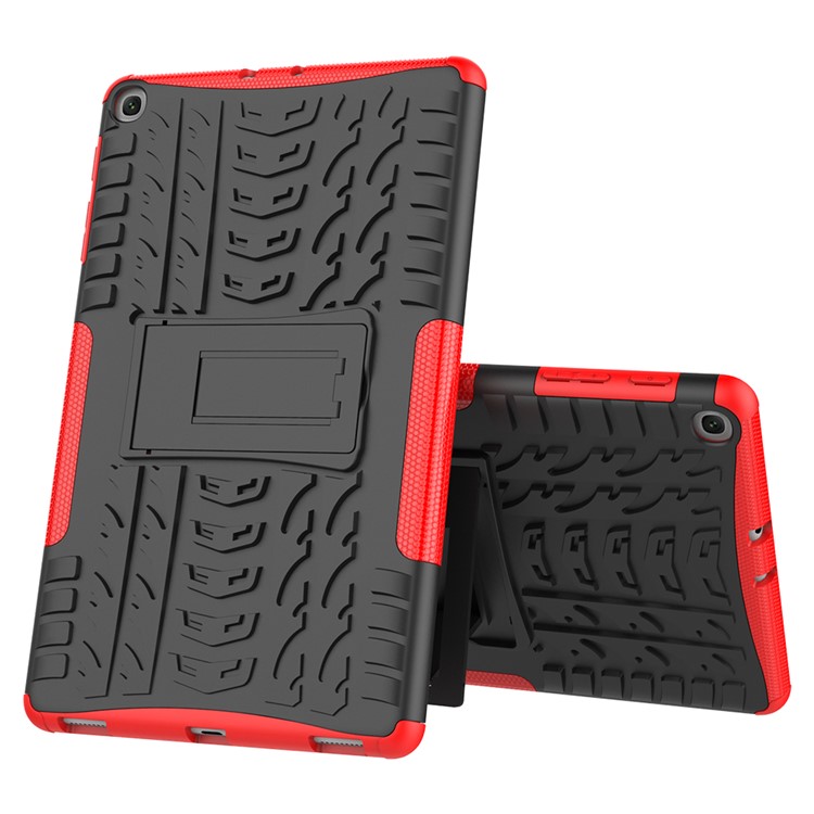 Tire Pattern Hybrid PC + TPU Kickstand Case for Samsung Galaxy Tab A 10.1 (2019) T510 - Red-8
