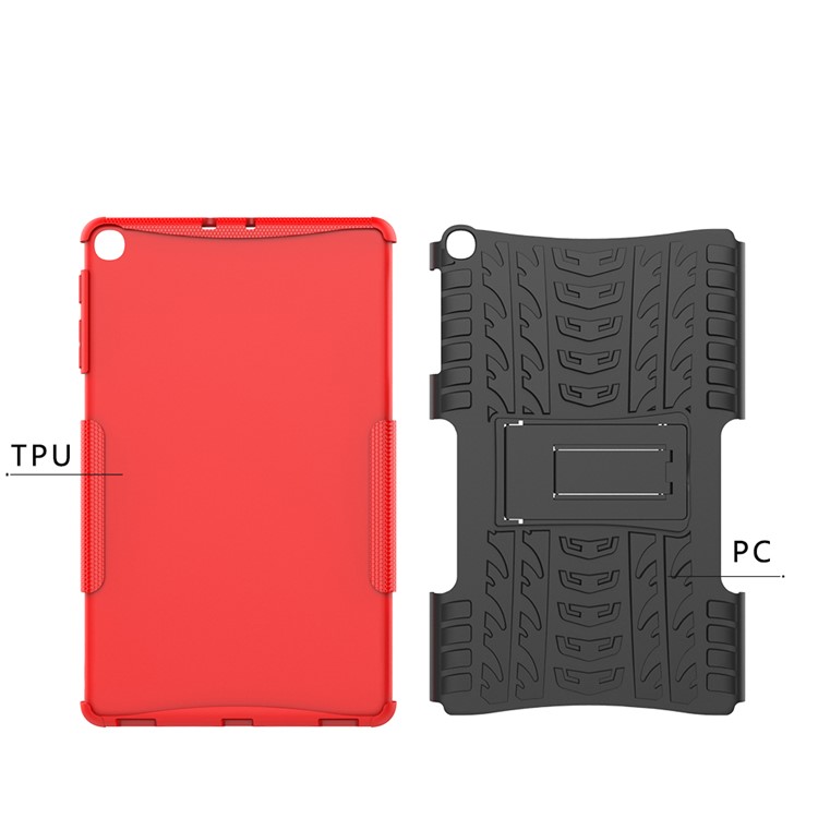 Tire Pattern Hybrid PC + TPU Kickstand Case for Samsung Galaxy Tab A 10.1 (2019) T510 - Red-9