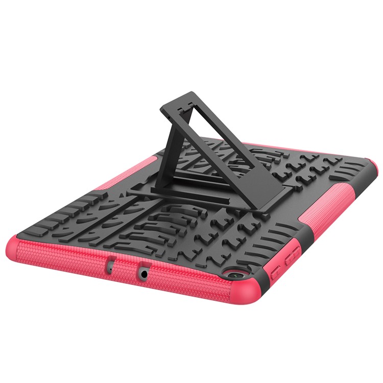 Padrão de Pneu Anti-arranhão Hybrid PC + TPU Kickstand Tablet Caso de Proteção de Tampa Para Samsung Galaxy Tab A 10.1 (2019) T510 - Rosa