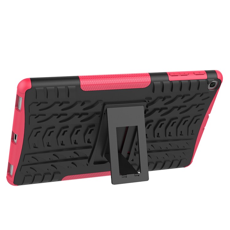 Padrão de Pneu Anti-arranhão Hybrid PC + TPU Kickstand Tablet Caso de Proteção de Tampa Para Samsung Galaxy Tab A 10.1 (2019) T510 - Rosa