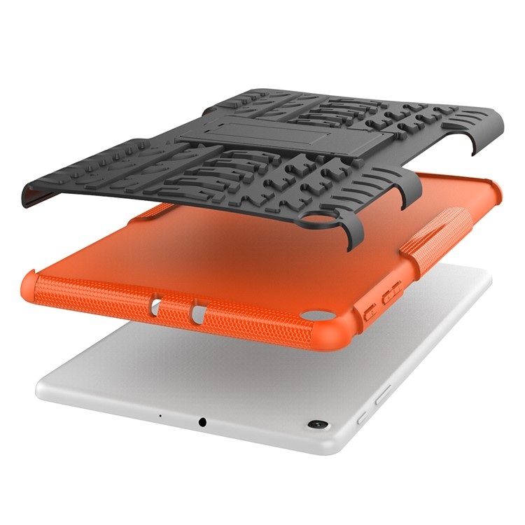 Tire Pattern Hybrid PC + TPU Kickstand Case for Samsung Galaxy Tab A 10.1 (2019) T510 - Orange-4