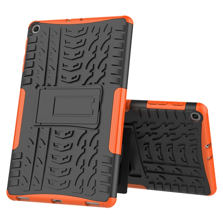 Tire Pattern Hybrid PC + TPU Kickstand Case for Samsung Galaxy Tab A 10.1 (2019) T510 - Orange-7