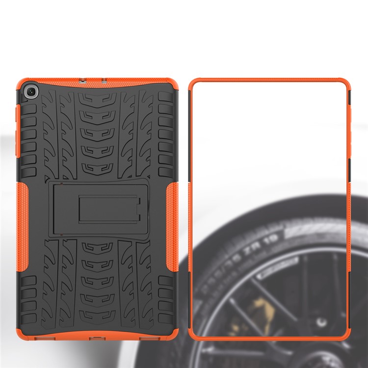 Tire Pattern Hybrid PC + TPU Kickstand Case for Samsung Galaxy Tab A 10.1 (2019) T510 - Orange-9