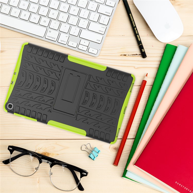 Tire Pattern Hybrid PC + TPU Kickstand Case for Samsung Galaxy Tab A 10.1 (2019) T510 - Green-9
