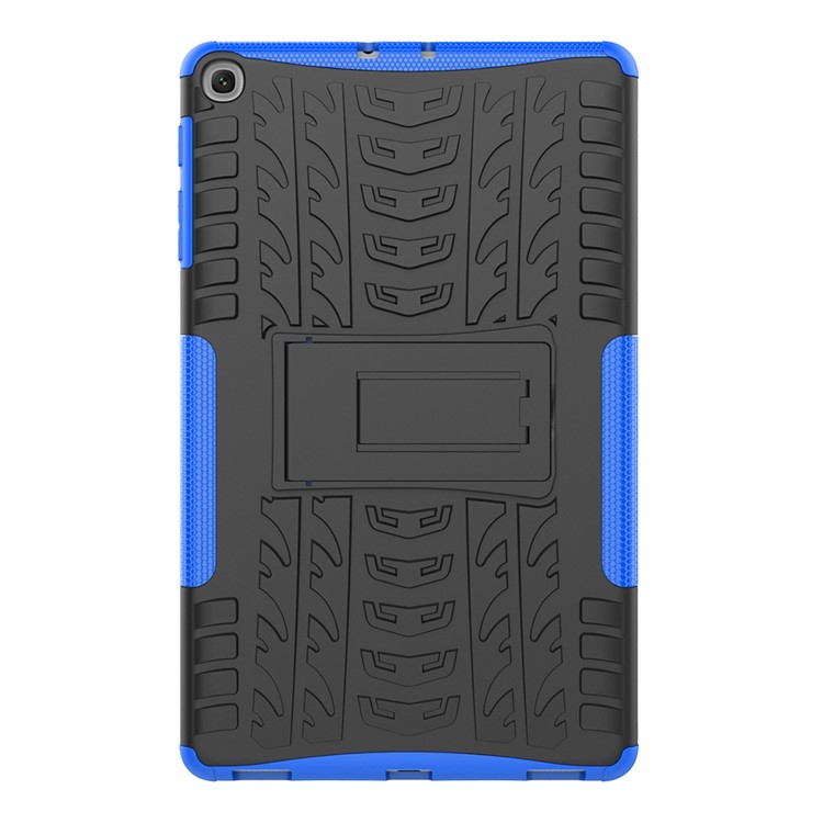 Padrão de Pneu Anti-arranhão Hybrid PC + TPU Kickstand Tablet Caso de Proteção de Tampa Para Samsung Galaxy Tab A 10.1 (2019) T510 - Azul Escuro