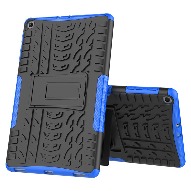 Anti-scratch-reifenmuster Hybrid-pc + Tpu-kickstand-tablet-abdeckungsschutz Für Samsung Galaxy Tab A 10.1 (2019) T510 - Dunkelblau