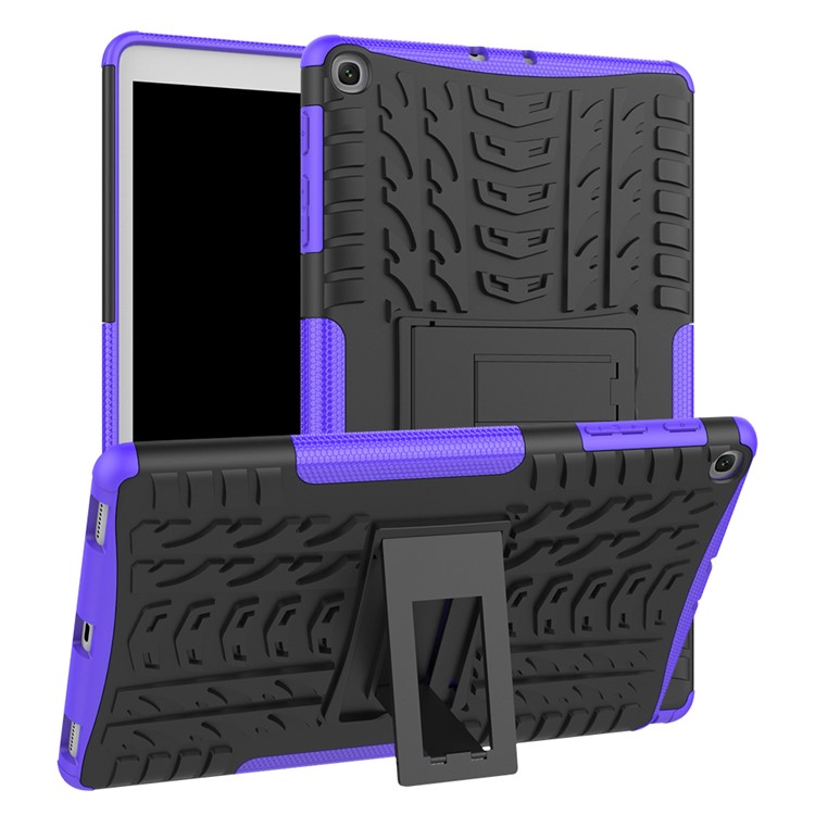 Tire Pattern Hybrid PC + TPU Kickstand Case for Samsung Galaxy Tab A 10.1 (2019) T510 - Purple-1