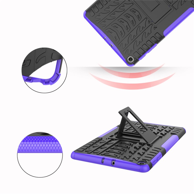 Tire Pattern Hybrid PC + TPU Kickstand Case for Samsung Galaxy Tab A 10.1 (2019) T510 - Purple-8