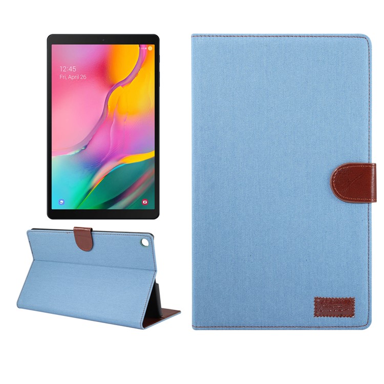 Jeans Cloth Skin Wallet Stand Tablet Case for Samsung Galaxy Tab A 10.1 (2019) T510/T515 - Baby Blue-1