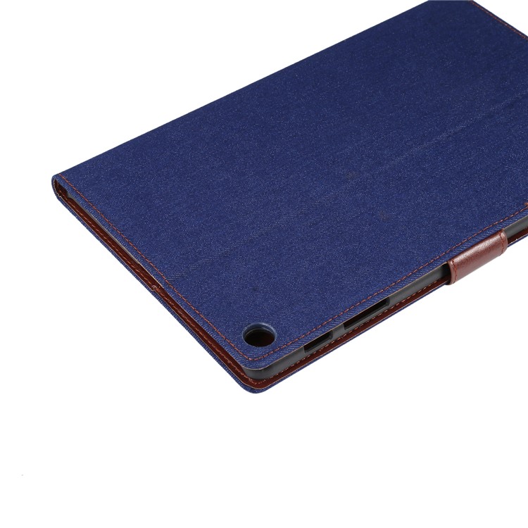 Jeans Cloth Skin Wallet Stand Tablet Case for Samsung Galaxy Tab A 10.1 (2019) T510/T515 - Dark Blue-6