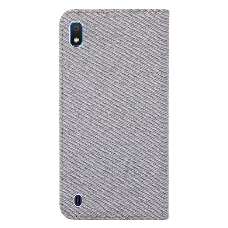 Linen Fabric PU Leather Card Storage Phone Case for Samsung Galaxy A10 - Grey-2