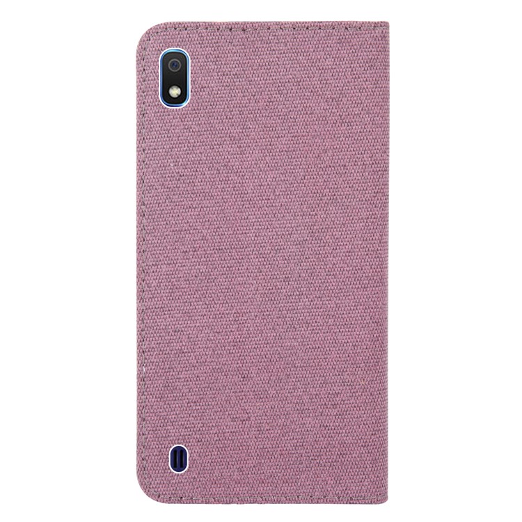 Linen Fabric PU Leather Card Storage Phone Case for Samsung Galaxy A10 - Pink-2