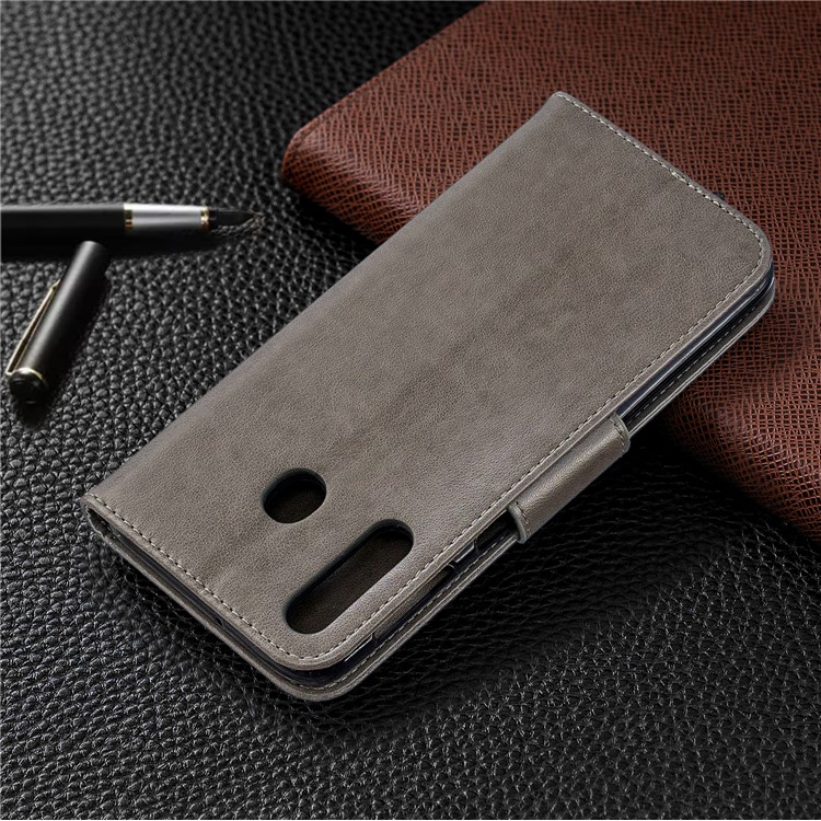 Imprint Butterfly Wallet Stand PU Leather Phone Case for Samsung Galaxy M30 - Grey-8