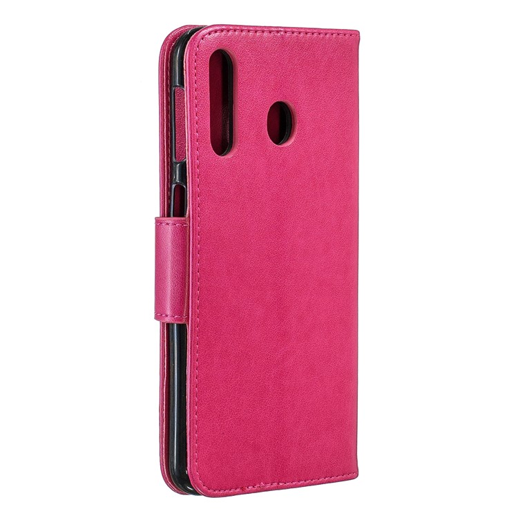 Imprint Butterfly Wallet Stand PU Leather Phone Case for Samsung Galaxy M30 - Rose-3