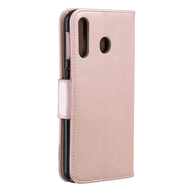 Support De Portefeuille Papillon Étui En Cuir PU Pour Samsung Galaxy M30 - Or Rose-3