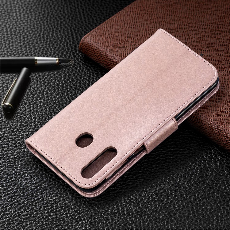 Support De Portefeuille Papillon Étui En Cuir PU Pour Samsung Galaxy M30 - Or Rose-8