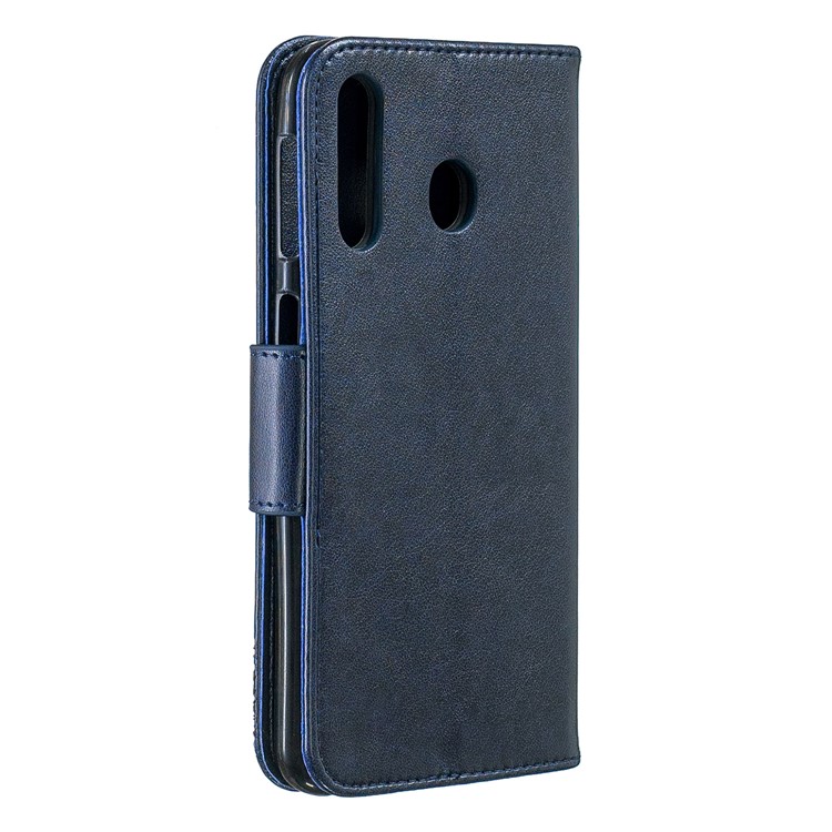Imprint Butterfly Wallet Stand PU Leather Phone Case for Samsung Galaxy M30 - Dark Blue-3