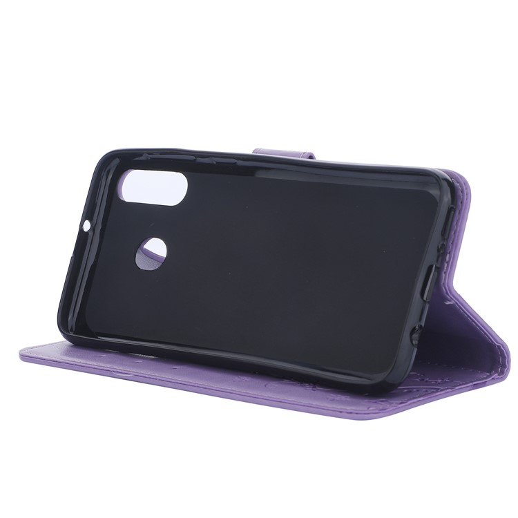 For Samsung Galaxy M30 / A40s Imprint Butterfly Flower Leather Wallet Case Cover Phone - Purple-4