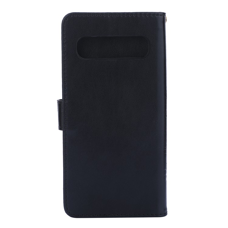 For Samsung Galaxy S10 5G Imprint Butterfly Flower Leather Wallet Case Cover Phone - Black-2