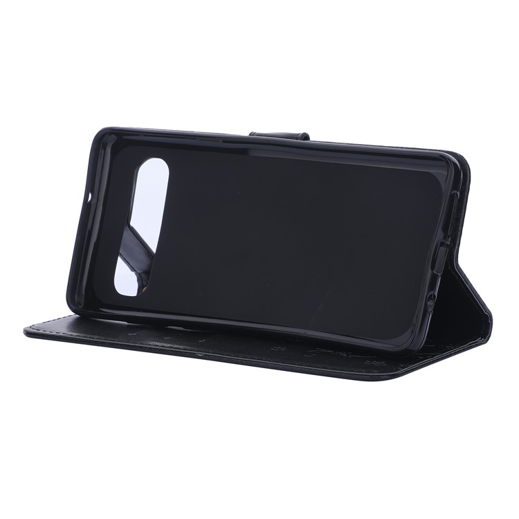 For Samsung Galaxy S10 5G Imprint Butterfly Flower Leather Wallet Case Cover Phone - Black-4