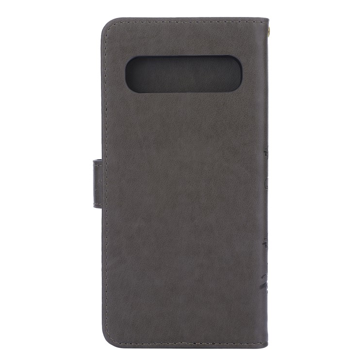 For Samsung Galaxy S10 5G Imprint Butterfly Flower Leather Wallet Case Cover Phone - Grey-2
