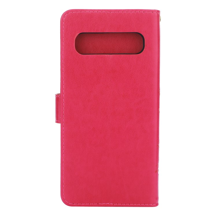 For Samsung Galaxy S10 5G Imprint Butterfly Flower Leather Wallet Case Cover Phone - Rose-2