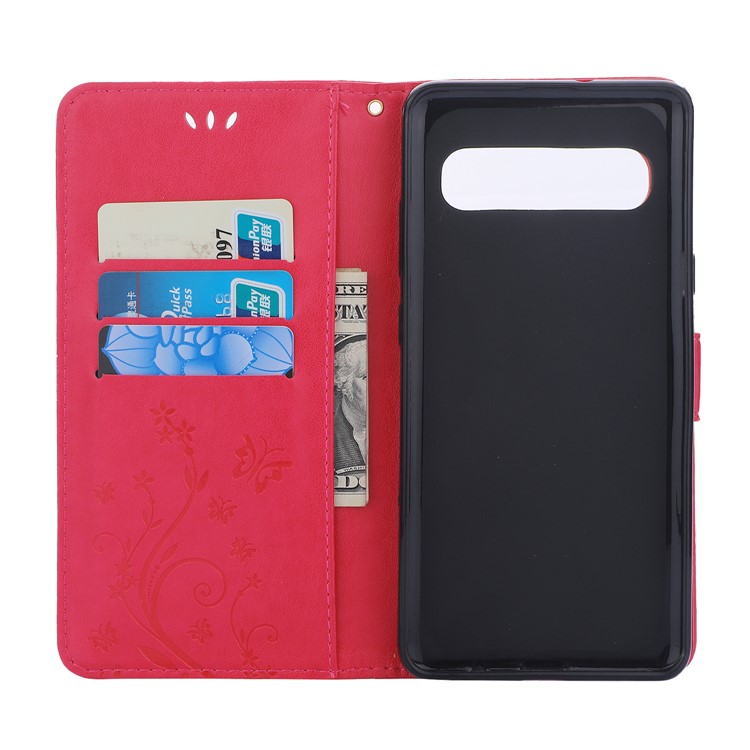 For Samsung Galaxy S10 5G Imprint Butterfly Flower Leather Wallet Case Cover Phone - Rose-3