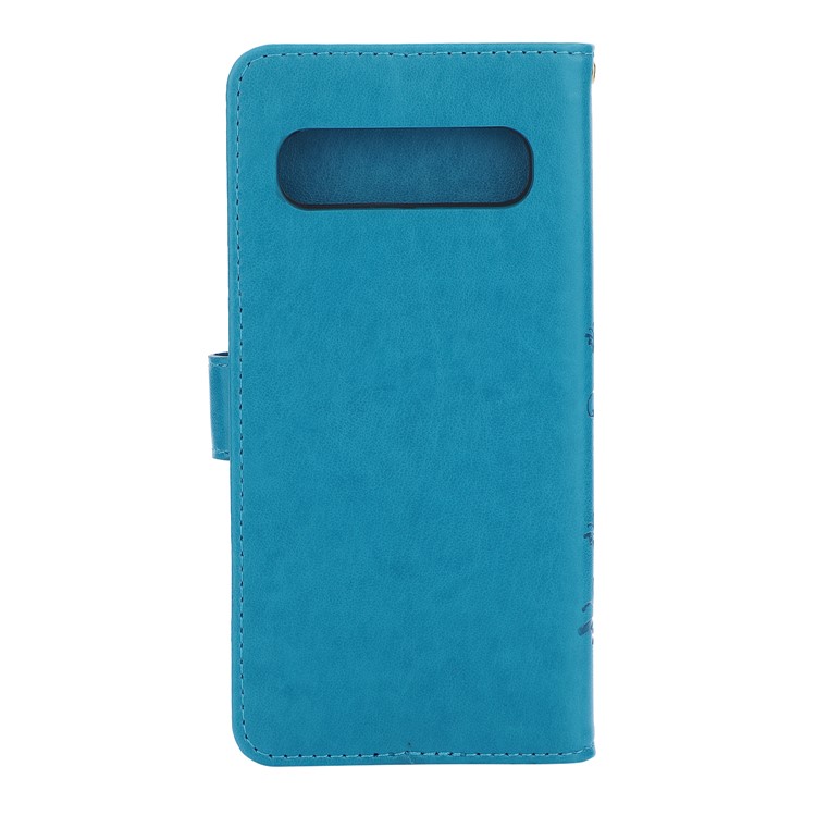For Samsung Galaxy S10 5G Imprint Butterfly Flower Leather Wallet Case Cover Phone - Blue-2