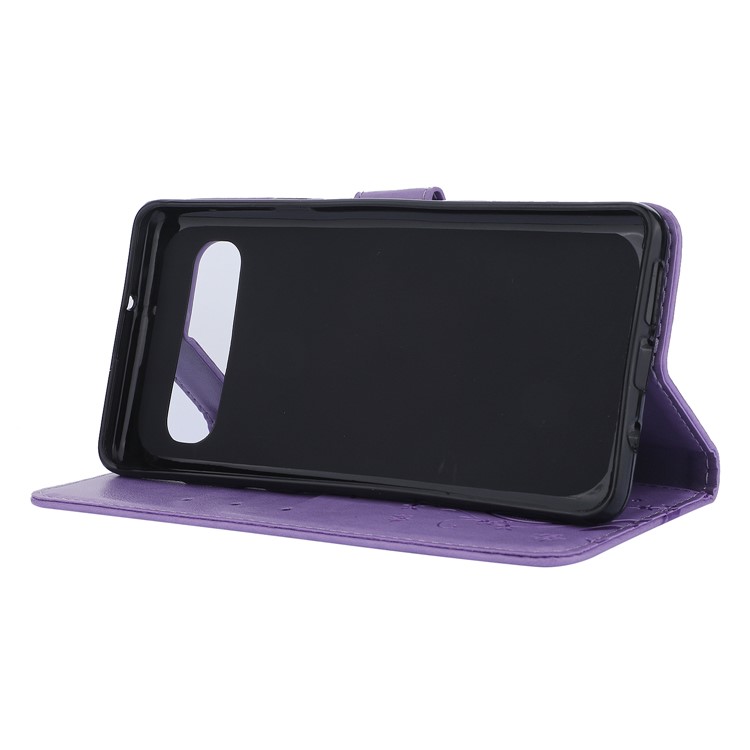 For Samsung Galaxy S10 5G Imprint Butterfly Flower Leather Wallet Case Cover Phone - Purple-4