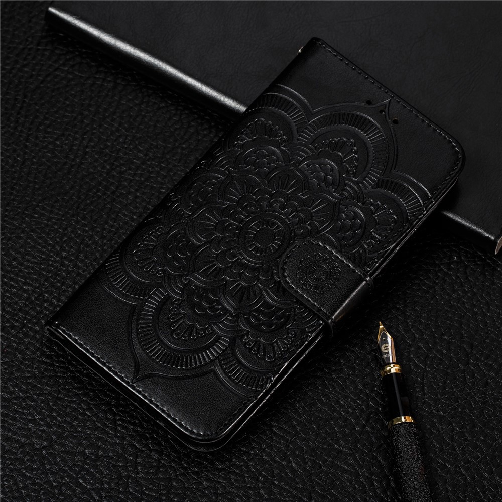 Para Samsung Galaxy A50 Impressão Mandala Flor Carteira De Couro Caso Tampa Do Telefone - Preto-11