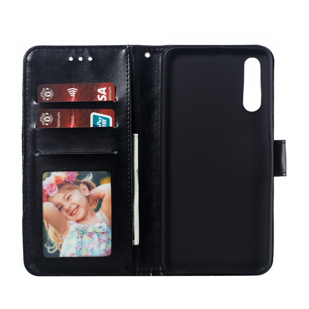 Para Samsung Galaxy A50 Impressão Mandala Flor Carteira De Couro Caso Tampa Do Telefone - Preto-9