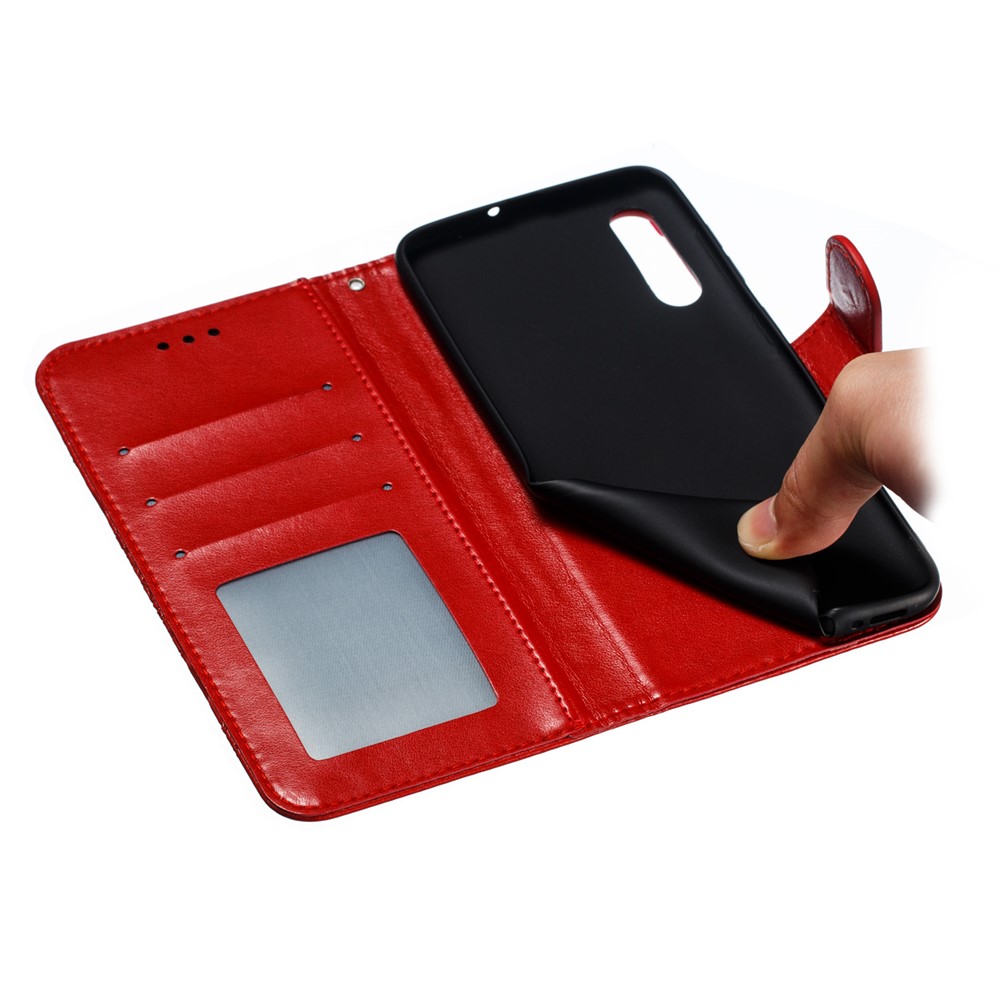 For Samsung Galaxy A50/A50s/A30s Imprint Mandala Flower Leather Wallet Case Phone Cover - Red-10