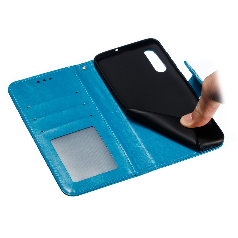 Para Samsung Galaxy A50 Impressão Mandala Flor Carteira De Couro Caso Tampa Do Telefone - Azul-10