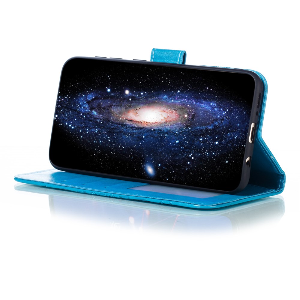 Para Samsung Galaxy A50 Impressão Mandala Flor Carteira De Couro Caso Tampa Do Telefone - Azul-8