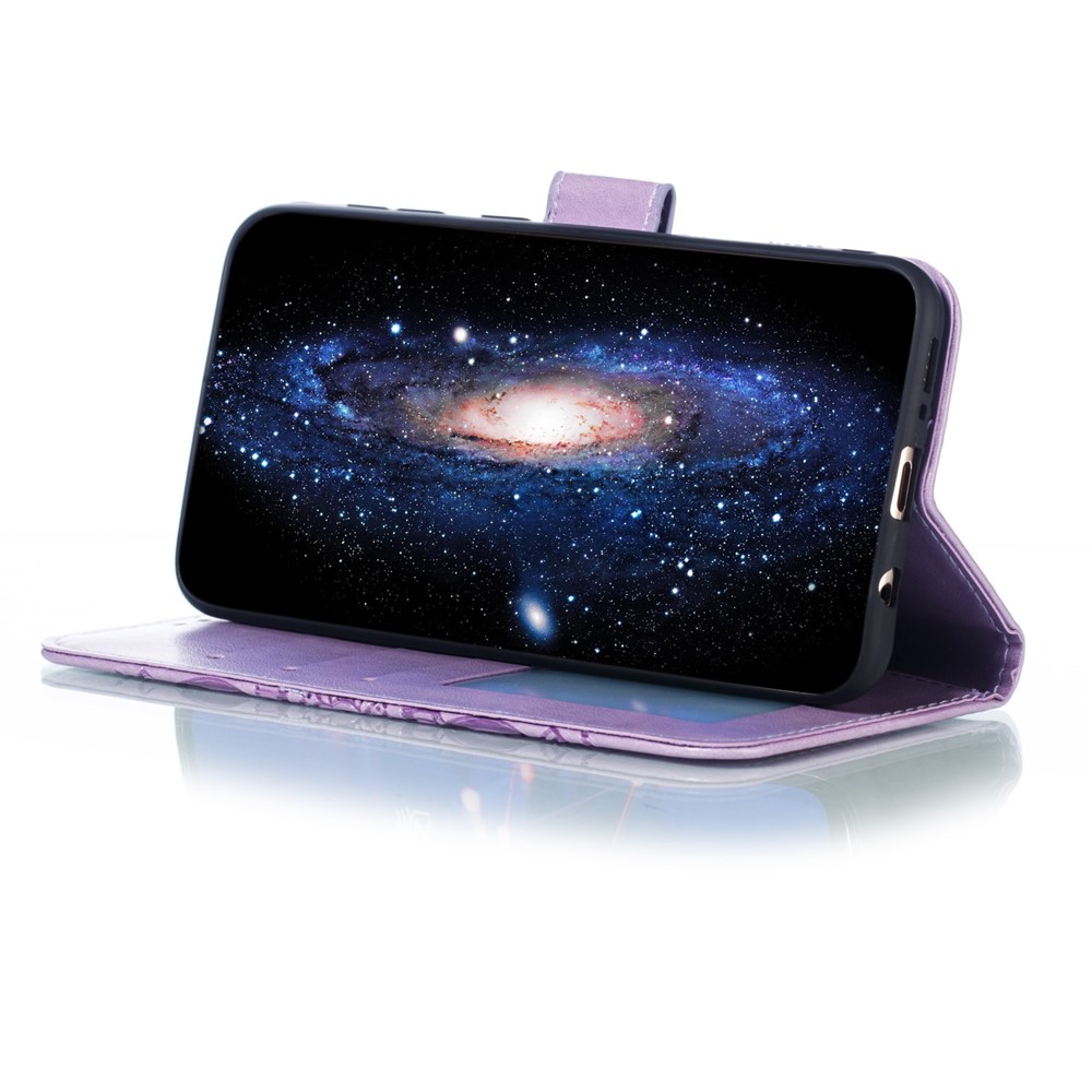 For Samsung Galaxy A50/A50s/A30s Imprint Mandala Flower Leather Wallet Case Phone Cover - Purple-8