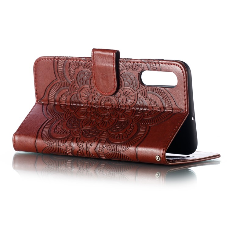 Para Samsung Galaxy A50 Impressão Mandala Flor Carteira De Couro Caso Tampa Do Telefone - Castanho-7