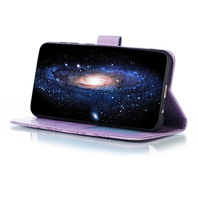 For Samsung Galaxy M10 Imprint Mandala Flower Wallet Leather Cover Phone Case - Purple-8
