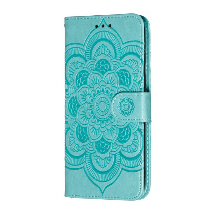 For Samsung Galaxy M20 Imprint Mandala Flower Leather Wallet Case Phone Cover - Green-3