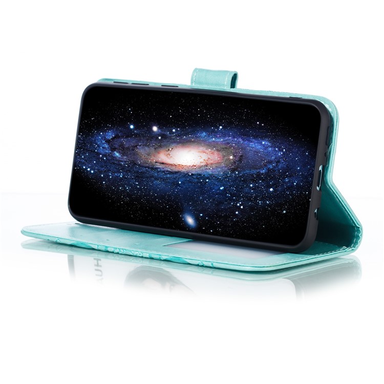 For Samsung Galaxy M20 Imprint Mandala Flower Leather Wallet Case Phone Cover - Green-8