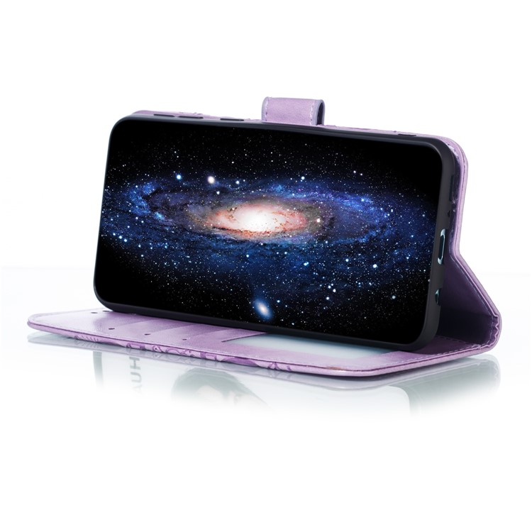 For Samsung Galaxy M20 Imprint Mandala Flower Leather Wallet Case Phone Cover - Purple-8